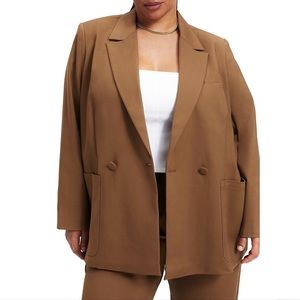 Good American The Boss Blazer Double Breasted In Sepia